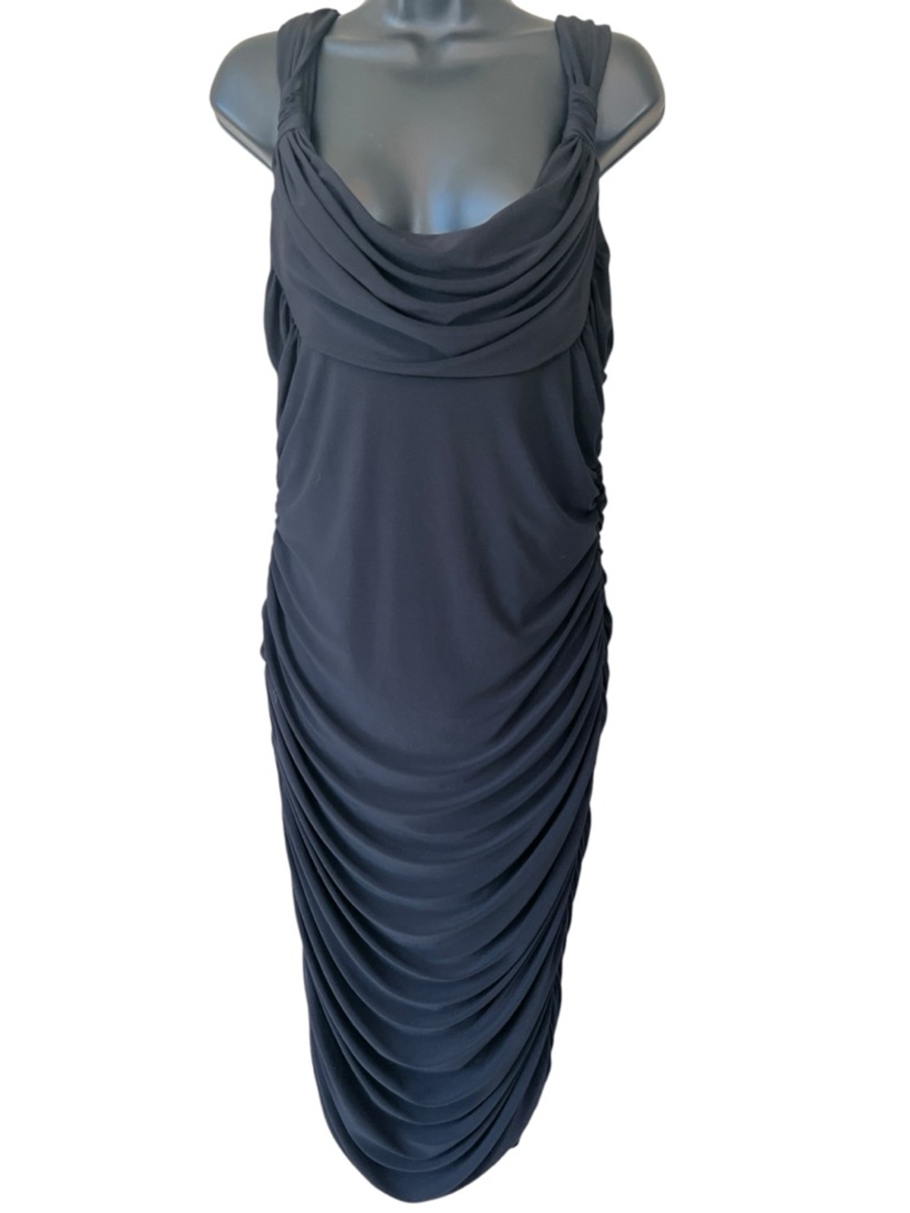 Vintage Cachet Black Ruched Gown